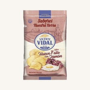 Vicente Vidal Fried egg and ham flavoured potato chips (patatas fritas sabor huevo frito con jamón), bag of 125g